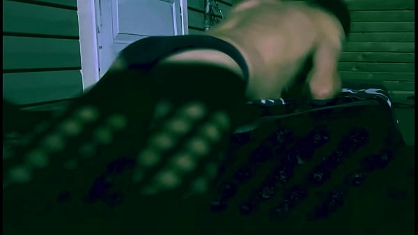 Image Stretching on the Porxh at Night in Briefs and Lattice Shadow jun 25