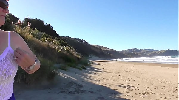 Image Kiwi trashy MILF made to walk in see through clothes at the beach before being creampie fucked in plain view. Trailer