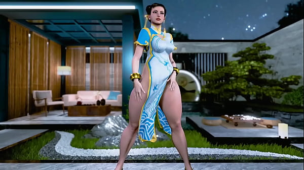 Image Thick enticing Chun Li poses solo in a revealing dress without panties