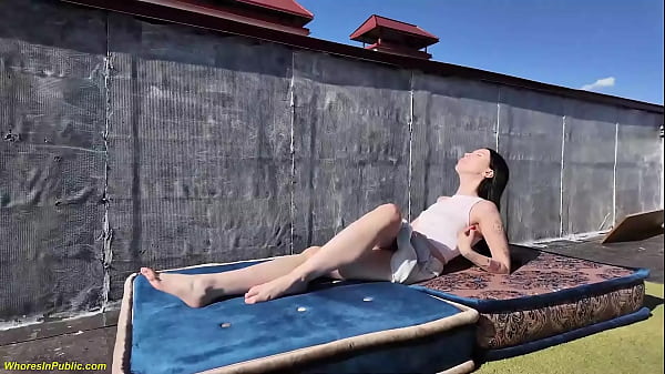 Image hot skinny milf ass fucked on a public roof