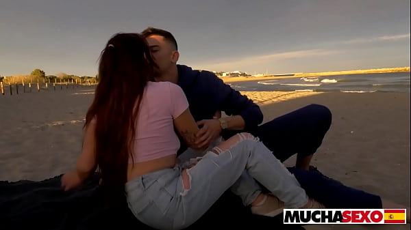 Image What if someone catches us? Spanish chick fucked on a Public Beach at MuchaSexo