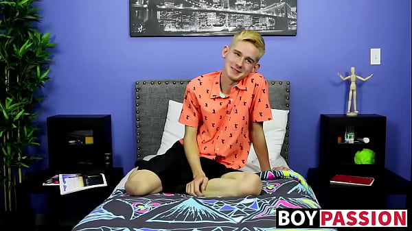 Image Skinny little twink with big fat dick tugs after interview