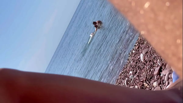 Image Risky Sex on a Public Beach Full Of People with creampie