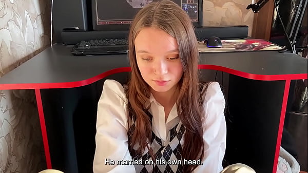 Image Stepdaughter prevents Stepfather play a computer game. But she Sucks Dick well with a Swallow