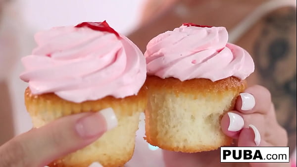 Image Elsa and Daisy play with some cupcakes and each other
