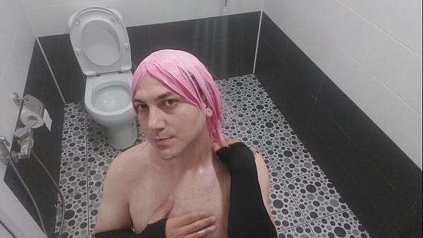 Image Ass Shemale White Yummy Curvy Body Flirting On The Floor of The Bathroom
