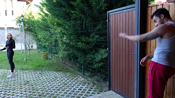 Image Fuck me quietly! Sporty Hot Teen Hard Fucks the neighborhood guy in the backyard of her house!