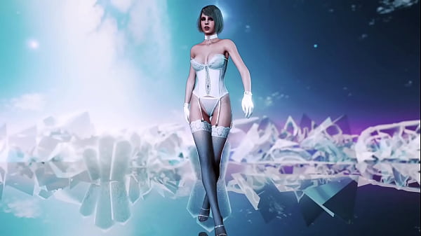 Image Elegant milf Ashley Graham in white lingerie dances floorwork on ice