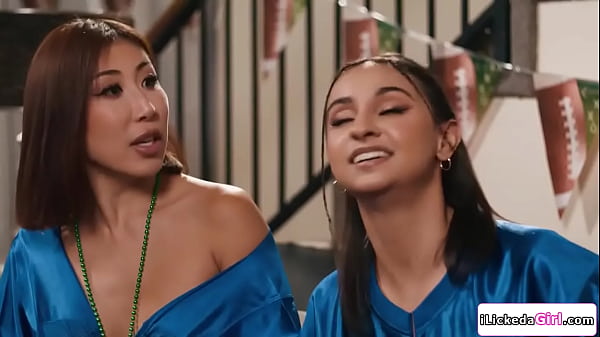 Image Lesbian babe won the bet and fucks her big tits best friends
