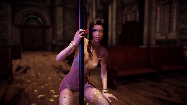 Image Slutty Aerith in white lingerie performed lap dance for stunned Cloud