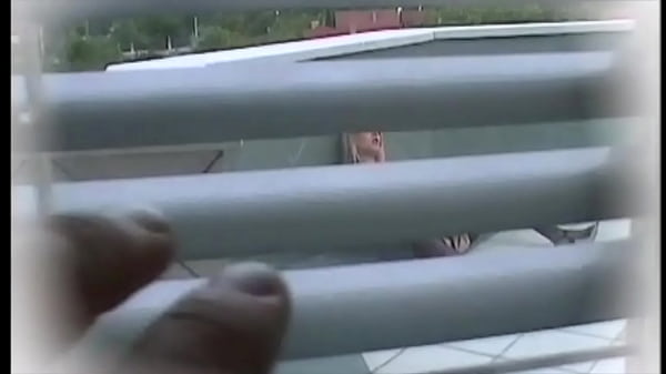 Image Jasmine Rouge masturbates on the terrace then gives her neighbor a blowjob