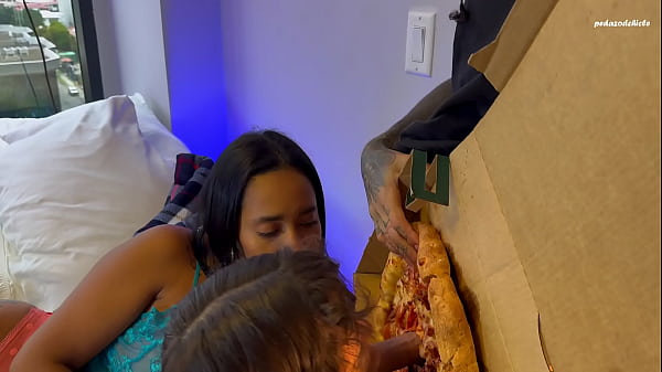 Image The neighbor arrived with the extra-meat pizza. A threesome with the hot Leyne Rodriguez.