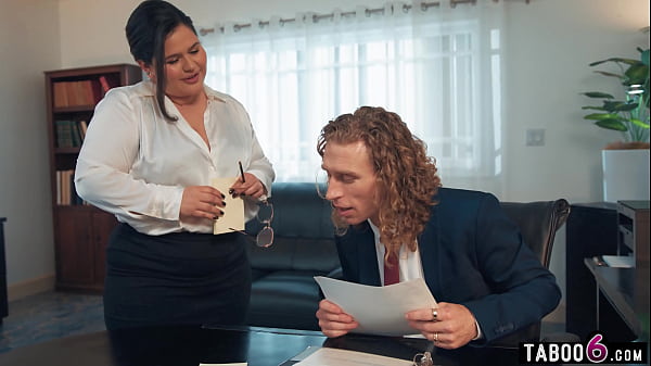Image Thick BBW office bitches Sarah Arabic and Karla Lane share bosses cock