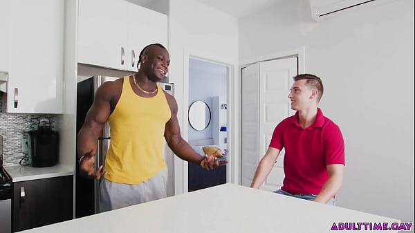 Image Black dude Harrison Feels teaches his white BFF Christopher White to last longer by fucking him! Interracial mastubation and hardcore anal gay sex!