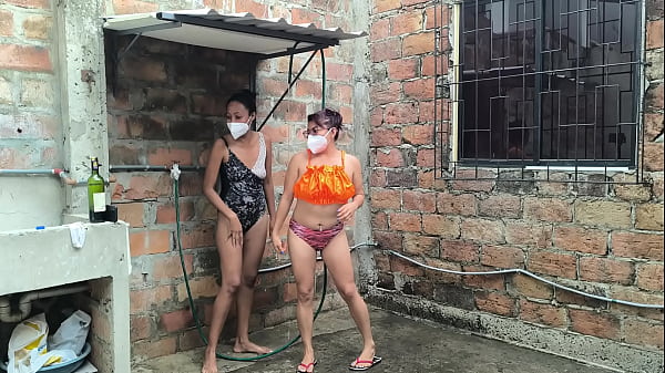 Image My neighbor's diplomacy ends in an exciting way! We get together in the shower and get excited while we spray water on our skin.