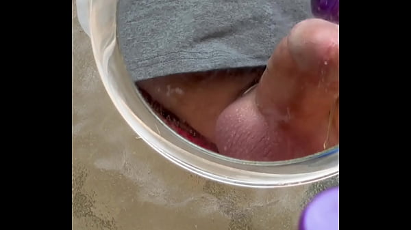 Image Stroking cock with pocket pussy and hand