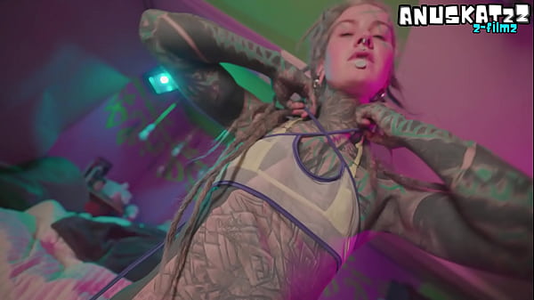 Image Tattooed girl plays at home with her favorite toys and takes on deep anal