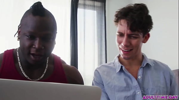 Image OMG! See what happens when two guys watch porn together! The nerdy geek Cristiano and his black big buddy Harrison Feels start jerking off together!