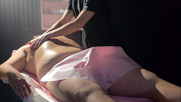 Image the LINGAM massage with prostate massage, the masseuse took care of the fat guy