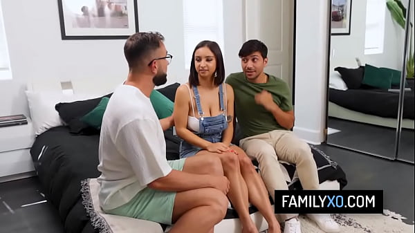 Image Busty teen has threesome with stepdad and stepbrother - Hailey Rose