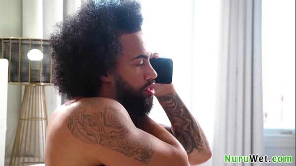 Image Lacey Jayne, James Angel: Big tit brunette with juicy big butt and sexy tats make a nuru house call