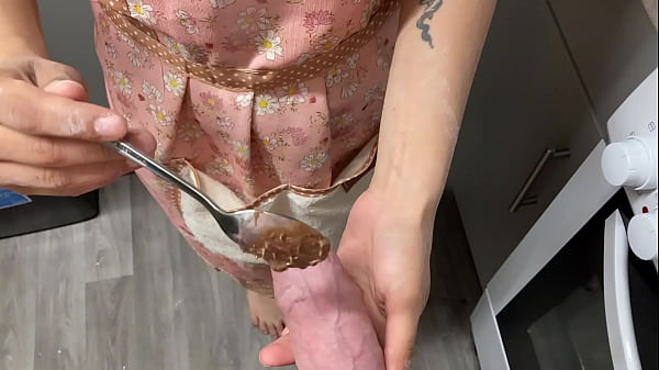 Image Stepmoms friend bakes a creampie for you, licks off the chocolate before letting you fuck tight pussy