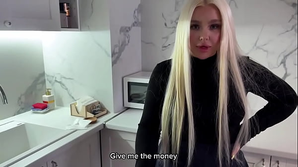 Image Sexy blonde in black stockings loves to fuck. Amateur russian couple