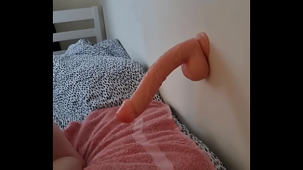 Image Sissy takes huge dildo doggy style