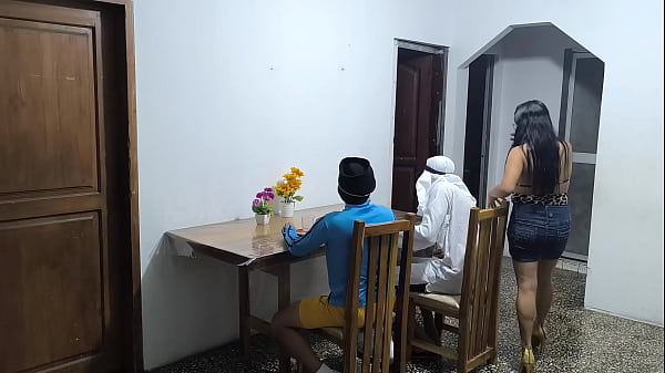 Image A Latino and his Arab friend are on a business visit to Colombia! The extravagant Latino fucks the waitress who serves them.