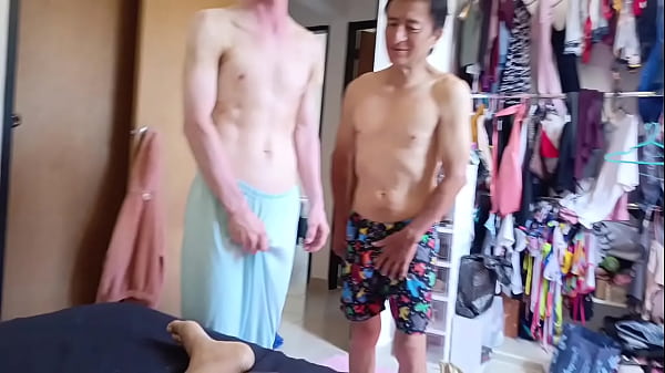 Image Real homemade threesome - two ugly men fuck a beautiful busty and big-assed woman