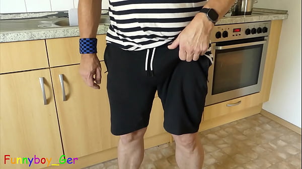 Image Jerking off in the kitchen and squirting into a condom filled with water, &quot_underwater,&quot_ so to speak. Unfortunately, the tap water obscures the view somewhat.