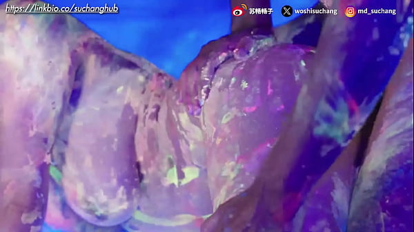 Image Covered in glow paint and having sex under blacklight &mdash_ total visual overload!