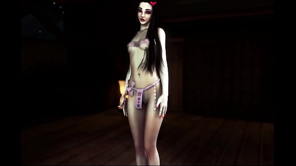 Image Bashful skinny Nezuko seductively invites you to spend a fun hot night