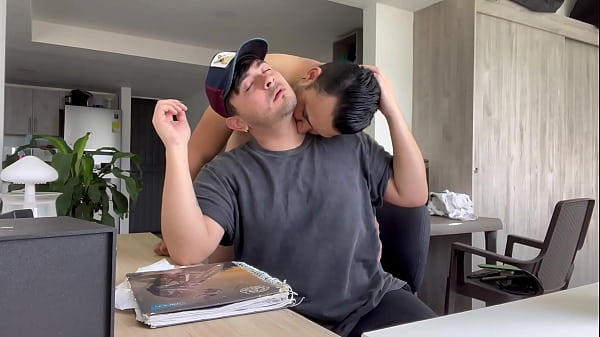 Image Perverted stepbrother eats and drills his stepbrother's ass while he is studying