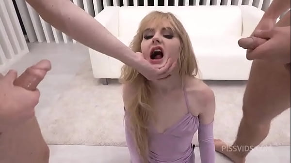 Image Gangbang slut&rsquo_s triple pussy gets filled with huge cocks until she squirts over the crowd