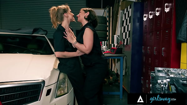 Image GIRLSWAY - Garage Owners Octavia Red & Tommy King Have Raw Strap-On & Fingering Sex On Client's Car