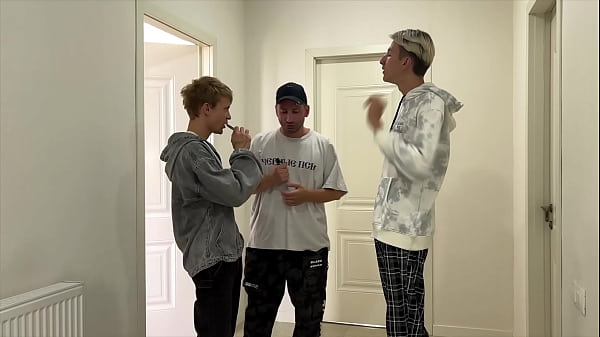 Image Gay group - new guy on the floor got fucked hard by three guys and cummed in his mouth and asshole