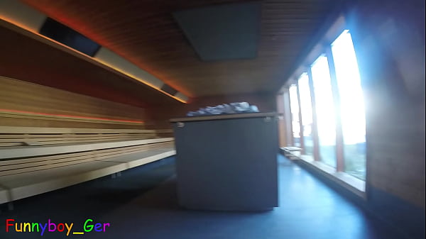 Image Naked, I explore a new sauna while jerking off my uncut cock. But before I cum, the sauna master came.