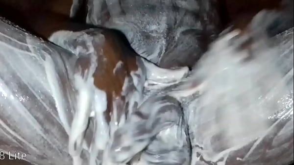Image AFRICAN LONELY MAN POURS BODY LOTION ON THIS COCK AND ASS
