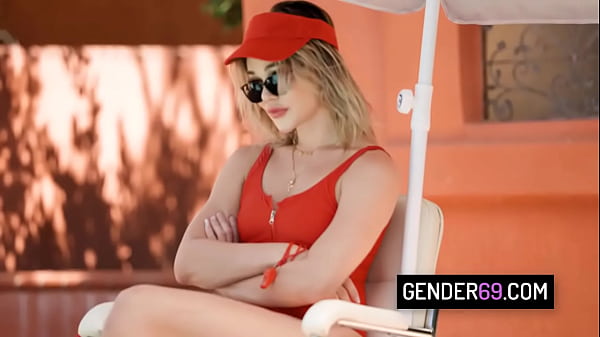 Image Hot tranny lifeguard Emma Rose getting analed by a guest