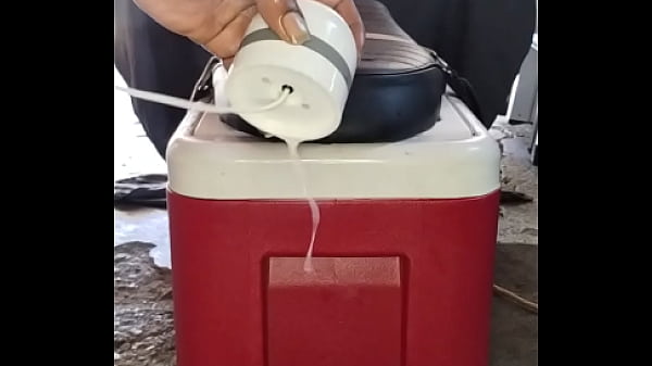 Image Cumshot   Oiled Black Dick & Ass on a Igloo/Cooler (ASSHOLE WINKING AT CUMSHOT)