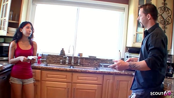 Image Skinny Step-Daughter with small Tits seduce Big Dick older Guy to Cheating Fuck when home alone