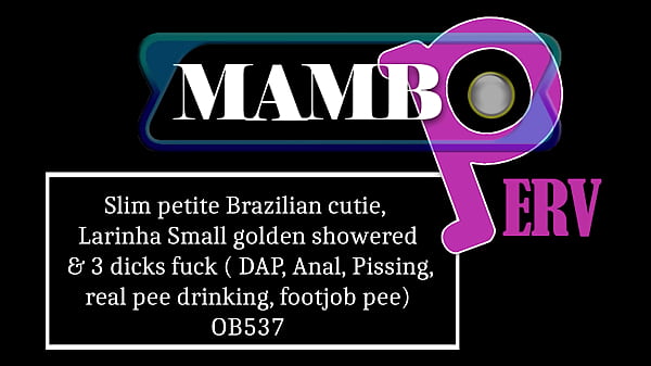 Image Slim petite Brazilian cutie, Larinha Small golden showered & 3 dicks fuck ( DAP, Anal, Dry version, real pee drinking, footjob pee, slim, gapes ) OB537