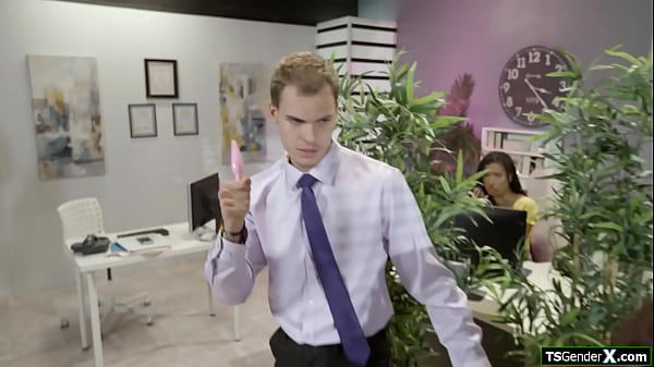 Image Big tits latin tgirl boss Eva Maxim fucks both her employees