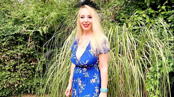 Image Lucy Gresty showing off big natural tits in the garden