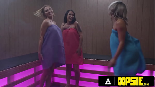 Image OOPSIE - Horny Cis Babe's Sneaky Handjob In Sauna Sparks Wild Trans Threesome, Caught By Janitor