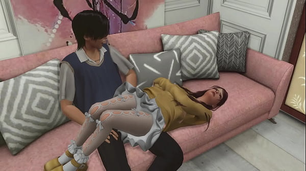 Image Skinny anime fan couple really enjoy anal sex in pantyhose