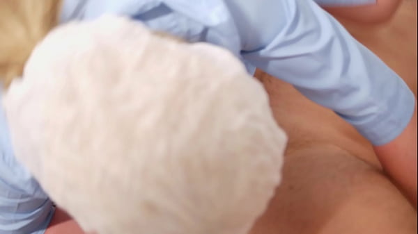 Image Horny Nurse in Blue Gloves Gives Prostate Massage & Swallows Cum