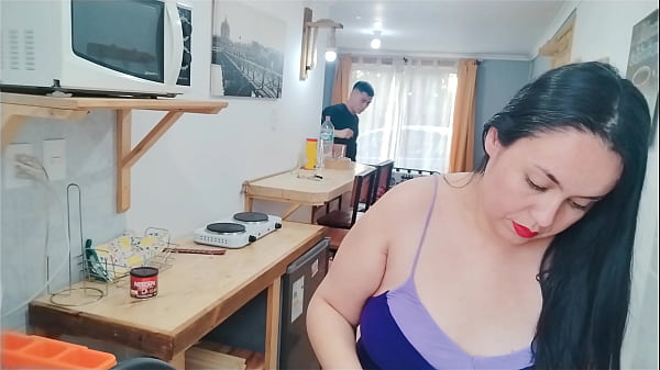 Image Her stepson catches his stepmother in the kitchen for a morning fuck before breakfast. Fucking in the kitchen.