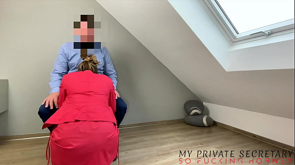 Image my private secretary in red business suit and high heels wants big dick of the boss